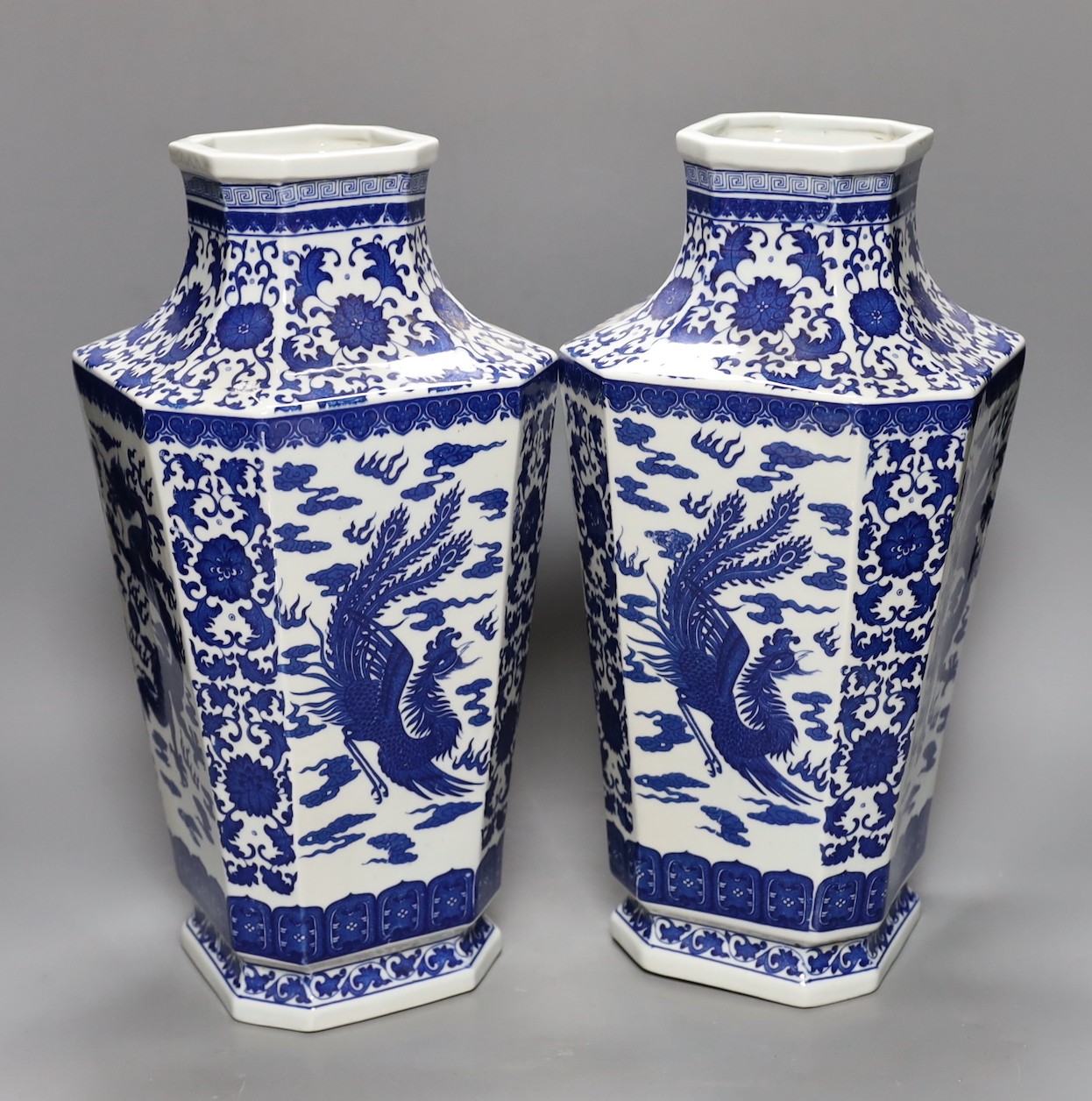 A pair of large Chinese blue and white ‘dragon’ vases, 40cm